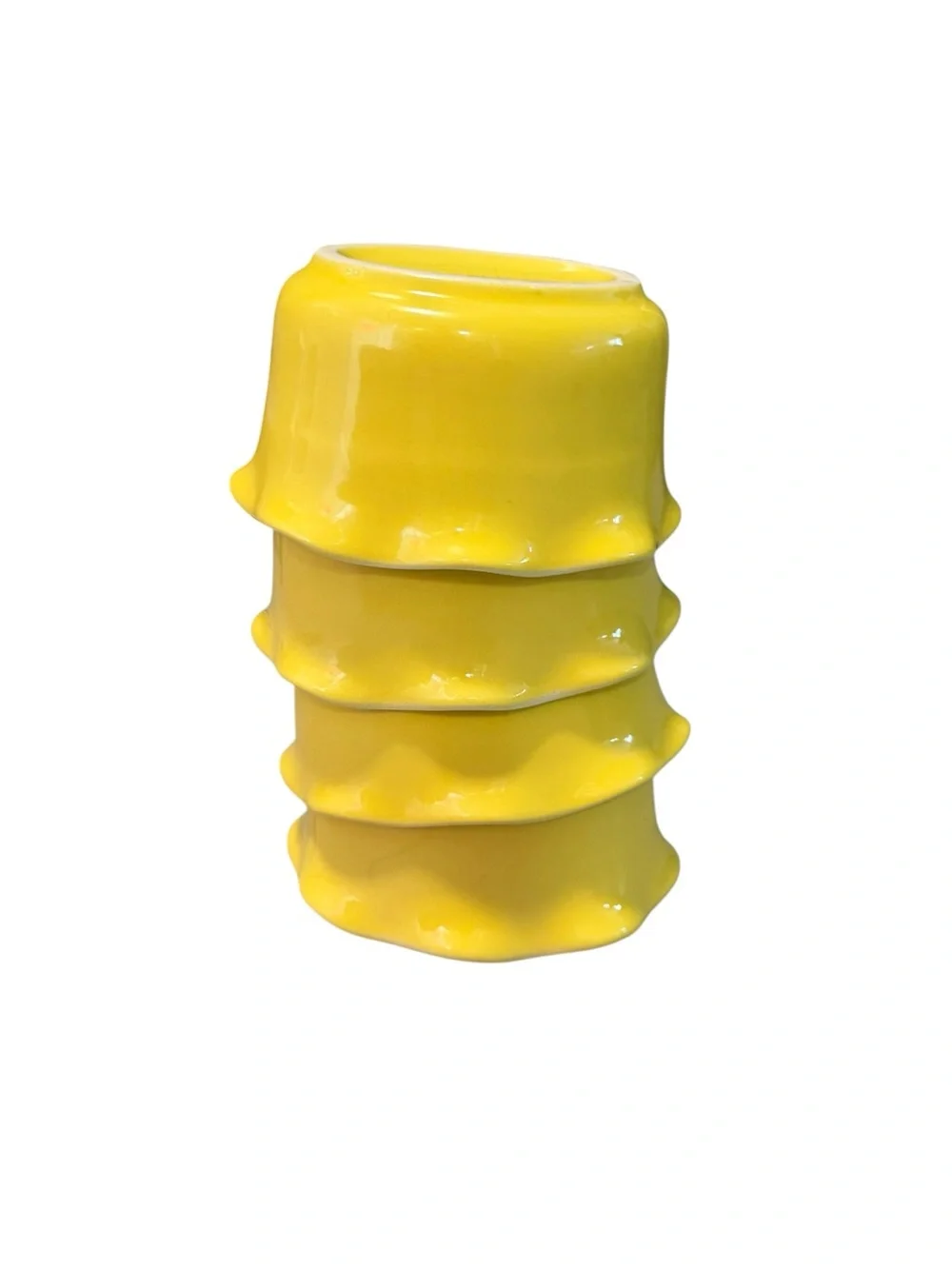 Crate & Barrel Yellow Ruffled Ramekin Bowls Made in Portugal Set of 4 Cottagecor